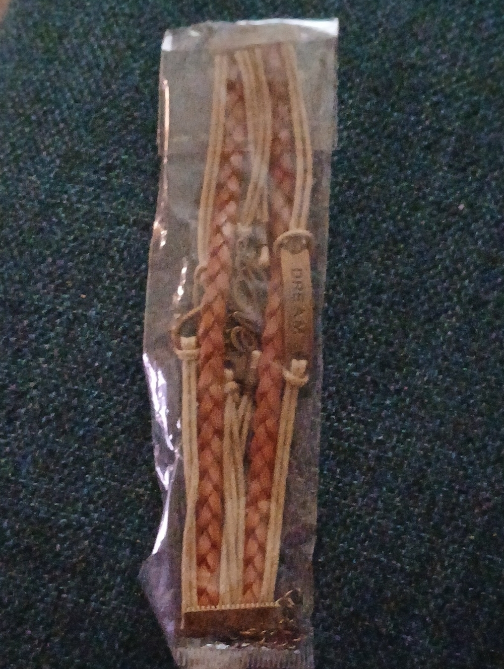 Braided Multi-Strand Leather Look Bracelet in Tan and Beige